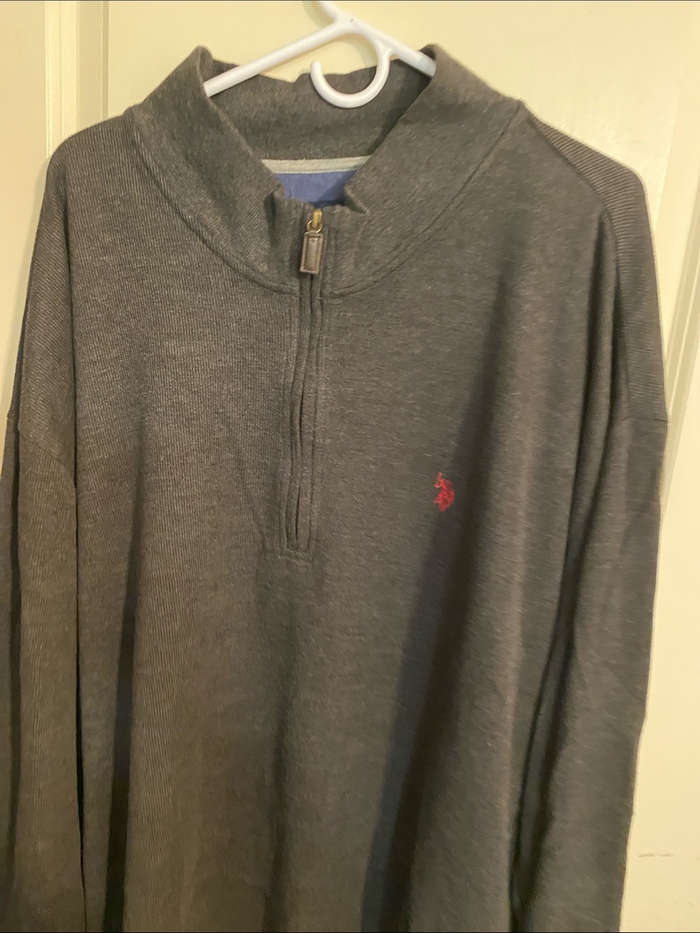 U.S. Polo Assn. Gray Half-Zip Sweater with Red Logo